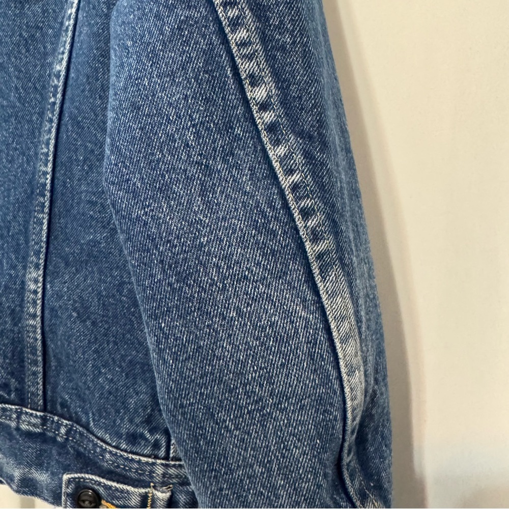 Vintage Lee Storm Rider Denim Jacket with Tan Corduroy Collar and Blanket Lined - Picture 8 of 16